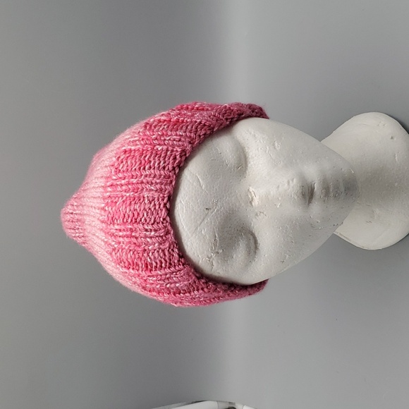 Handmade Knit Hat Adult Medium Pink 17" - Picture 4 of 7